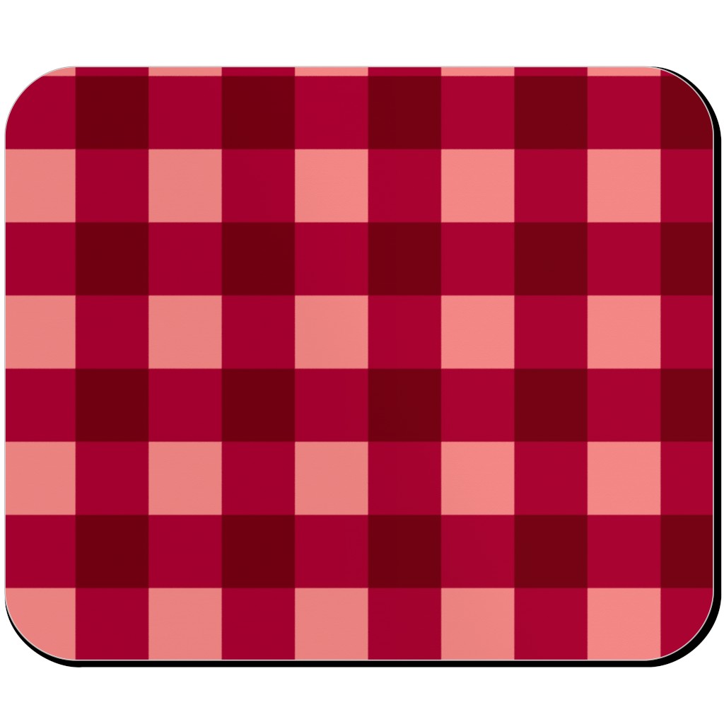 Gingham Check - Red and Pink Mouse Pad, Rectangle Ornament, Red