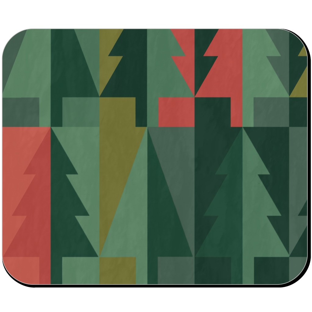 Geometric Forest - Red and Green Mouse Pad, Rectangle Ornament, Green