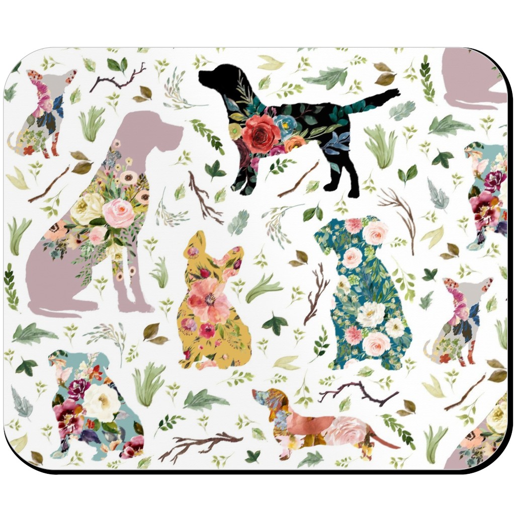 Patchwork Dogs - Multi Mouse Pad, Rectangle Ornament, Multicolor