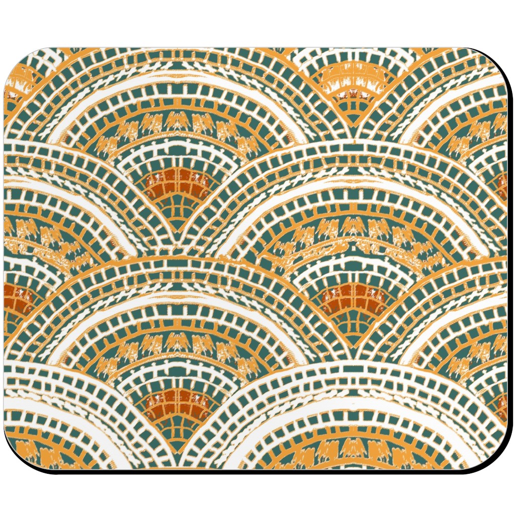 Earthy Fans - Orange Green and Gold Mouse Pad, Rectangle, Multicolor