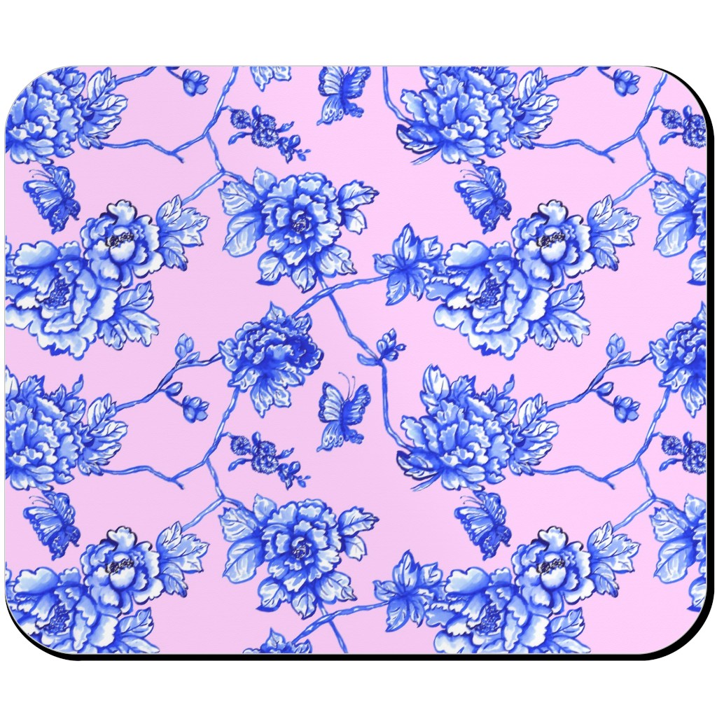 Chinoiserie Floral - Blush Mouse Pad, Rectangle Ornament, Pink