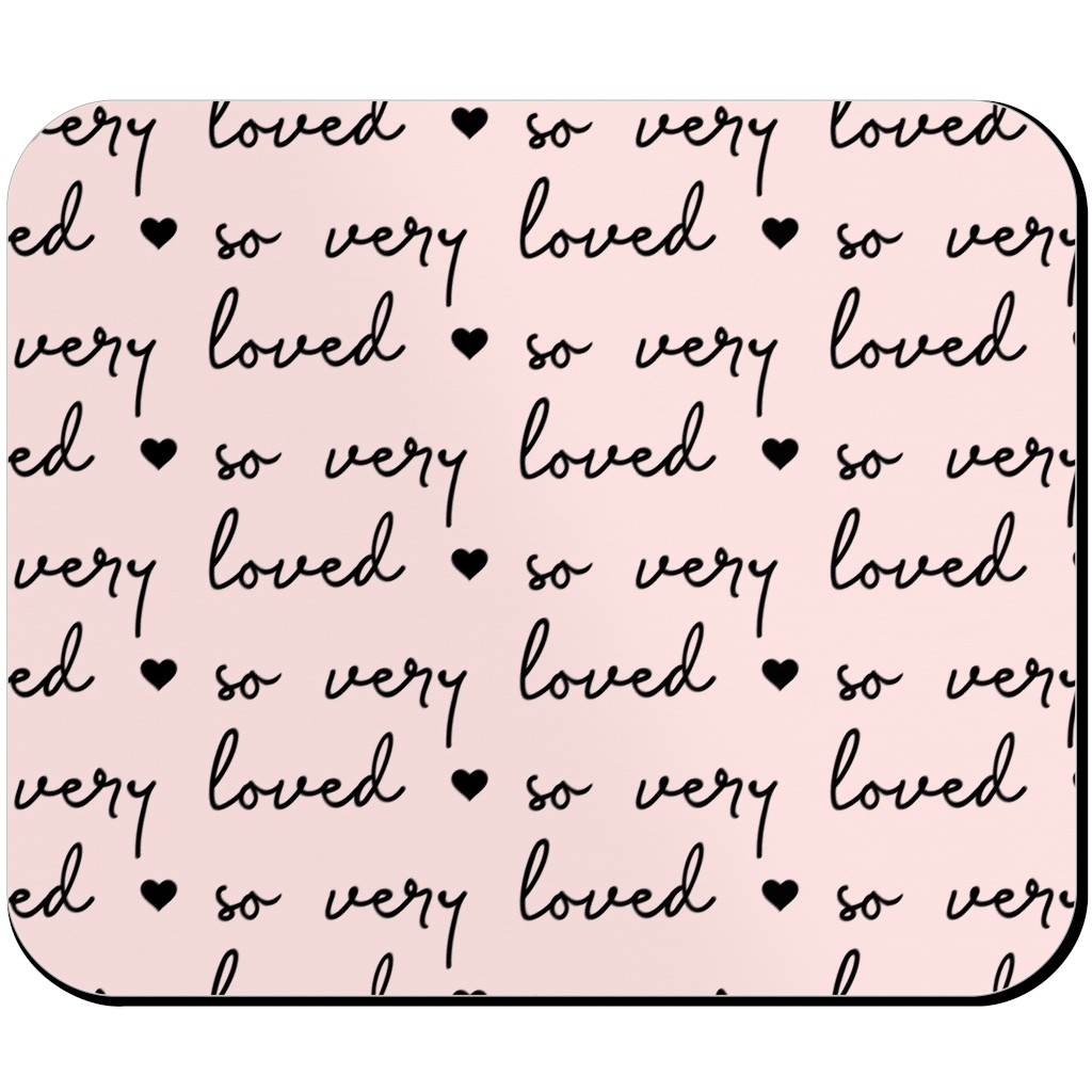 so Very Loved - Pink and Black Mouse Pad, Rectangle, Pink, Bright Pink
