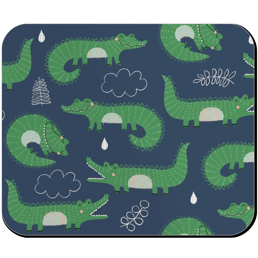 Cute Alligators - Green Mouse Pad, Rectangle, Green, Classic Green
