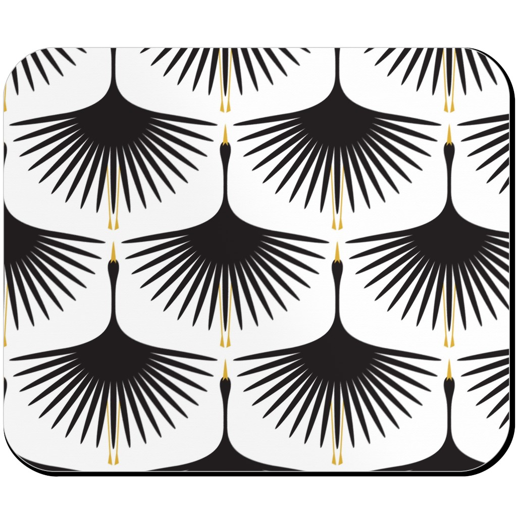 Art Deco Swans Mouse Pad, Rectangle, White