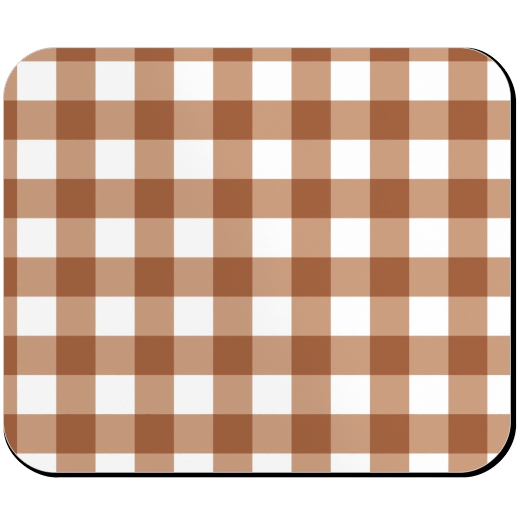 Gingham Plaid Check Mouse Pad, Rectangle Ornament, Brown