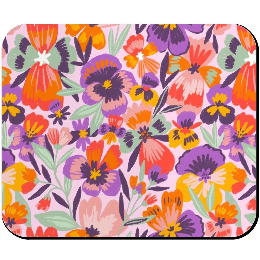 Pansies Mouse Pad, Rectangle Ornament, Multicolor