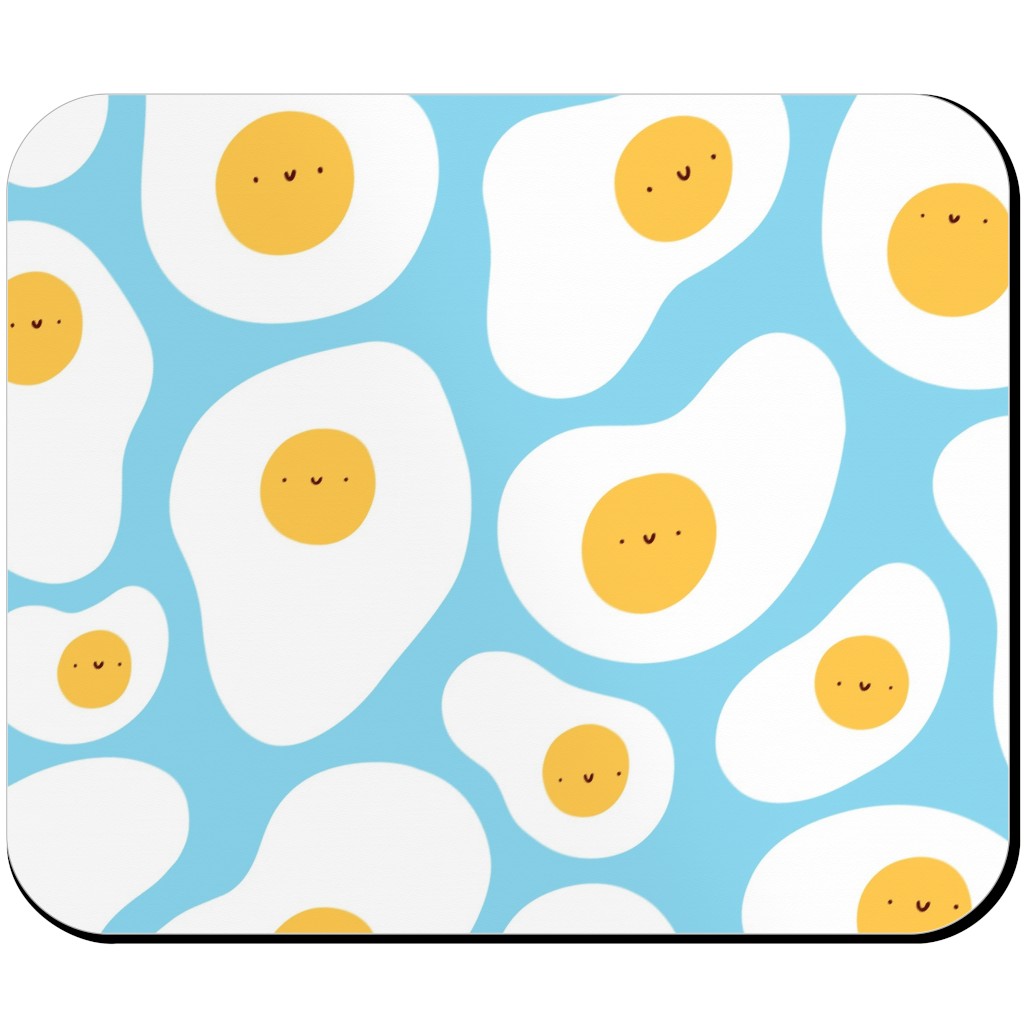 Cute Fried Eggs - Blue Mouse Pad, Rectangle Ornament, Blue