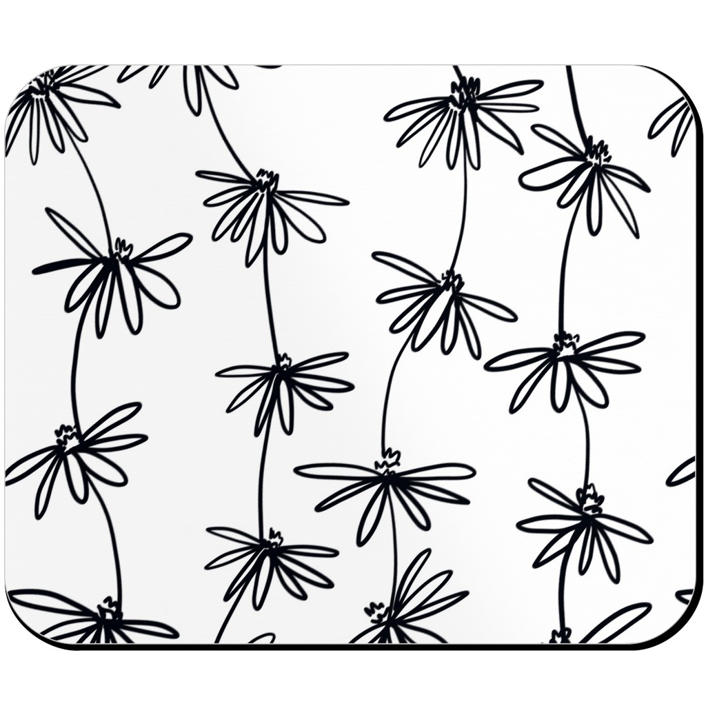 Daisy Chain - Black and White Mouse Pad, Rectangle Ornament, White