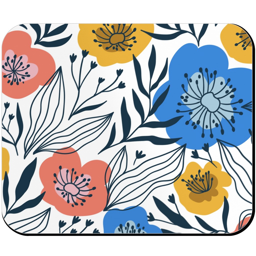 Colorful Flowers - Multi Mouse Pad, Rectangle Ornament, Multicolor