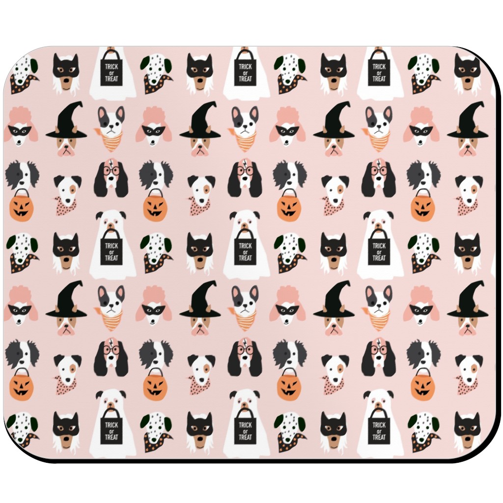 Halloween Puppies on Pink Mouse Pad, Rectangle, Pink