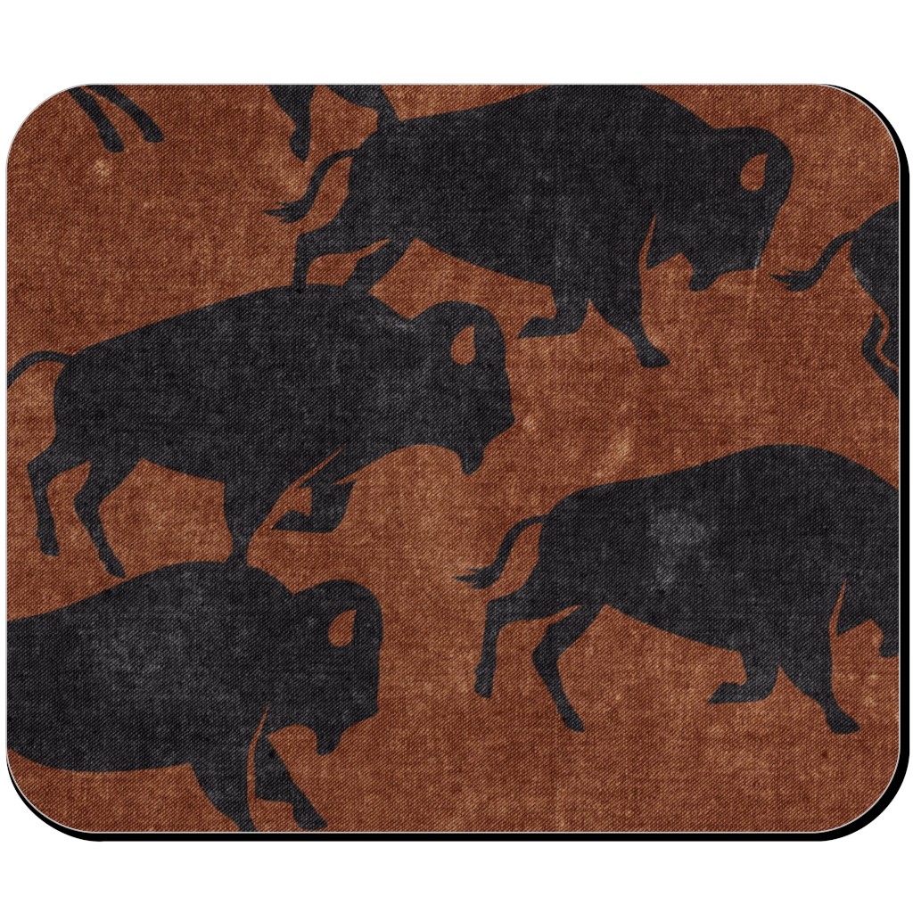 Bison Stampede - Inkwell on Brandywine Mouse Pad, Rectangle Ornament, Brown