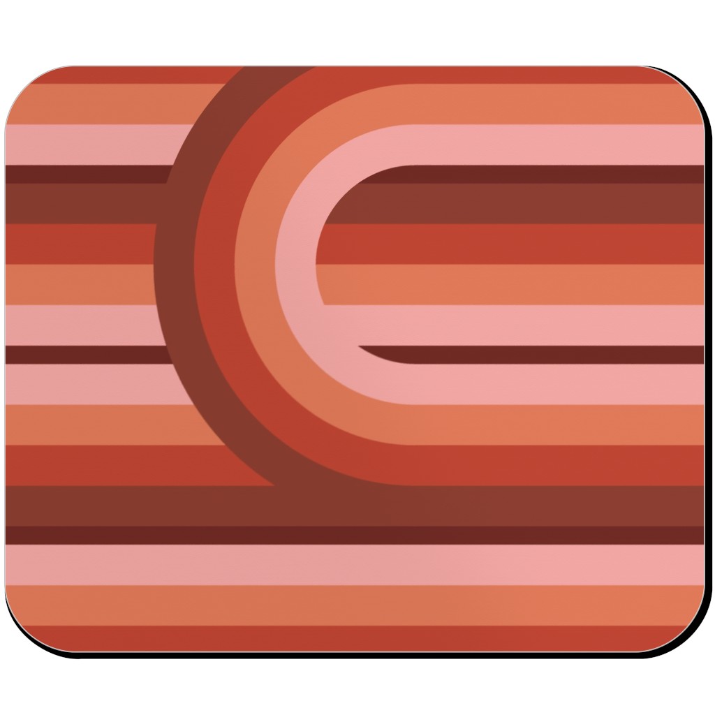Retro Road - Mauve Multi Mouse Pad, Rectangle, Red, Red