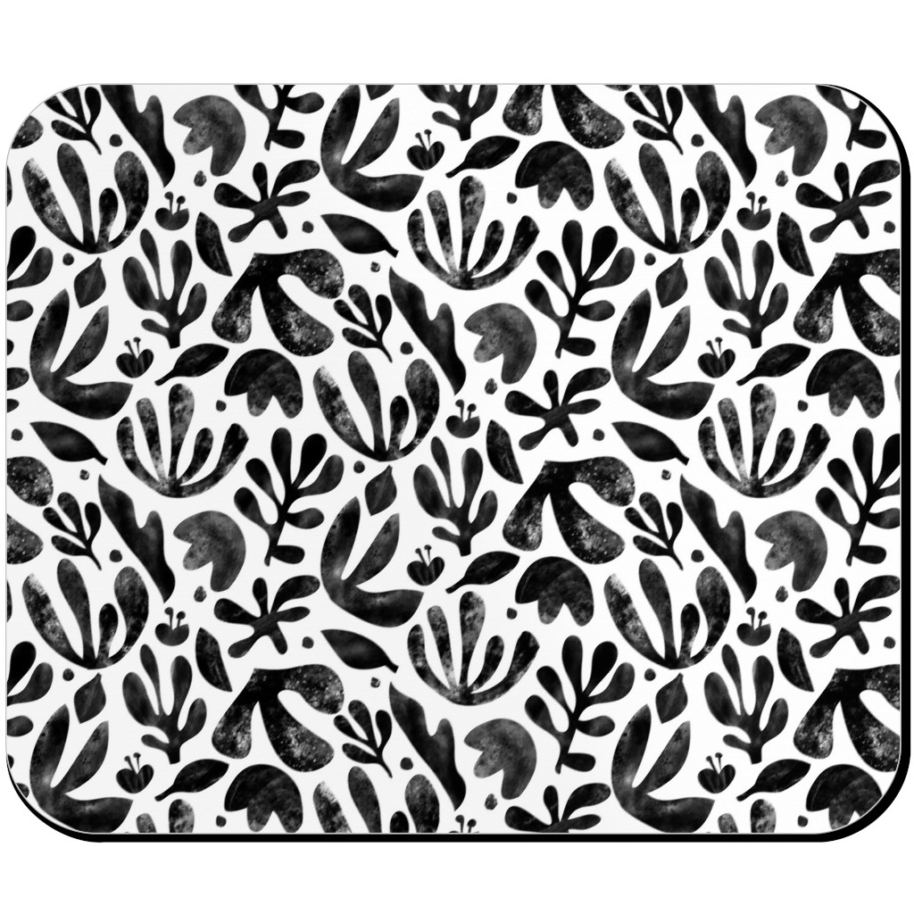 Flower Cutouts - Neutral Mouse Pad, Rectangle, Black, Black