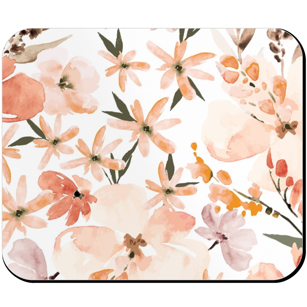 Earth Tone Floral Summer in Peach & Apricot Mouse Pad, Rectangle Ornament, Pink