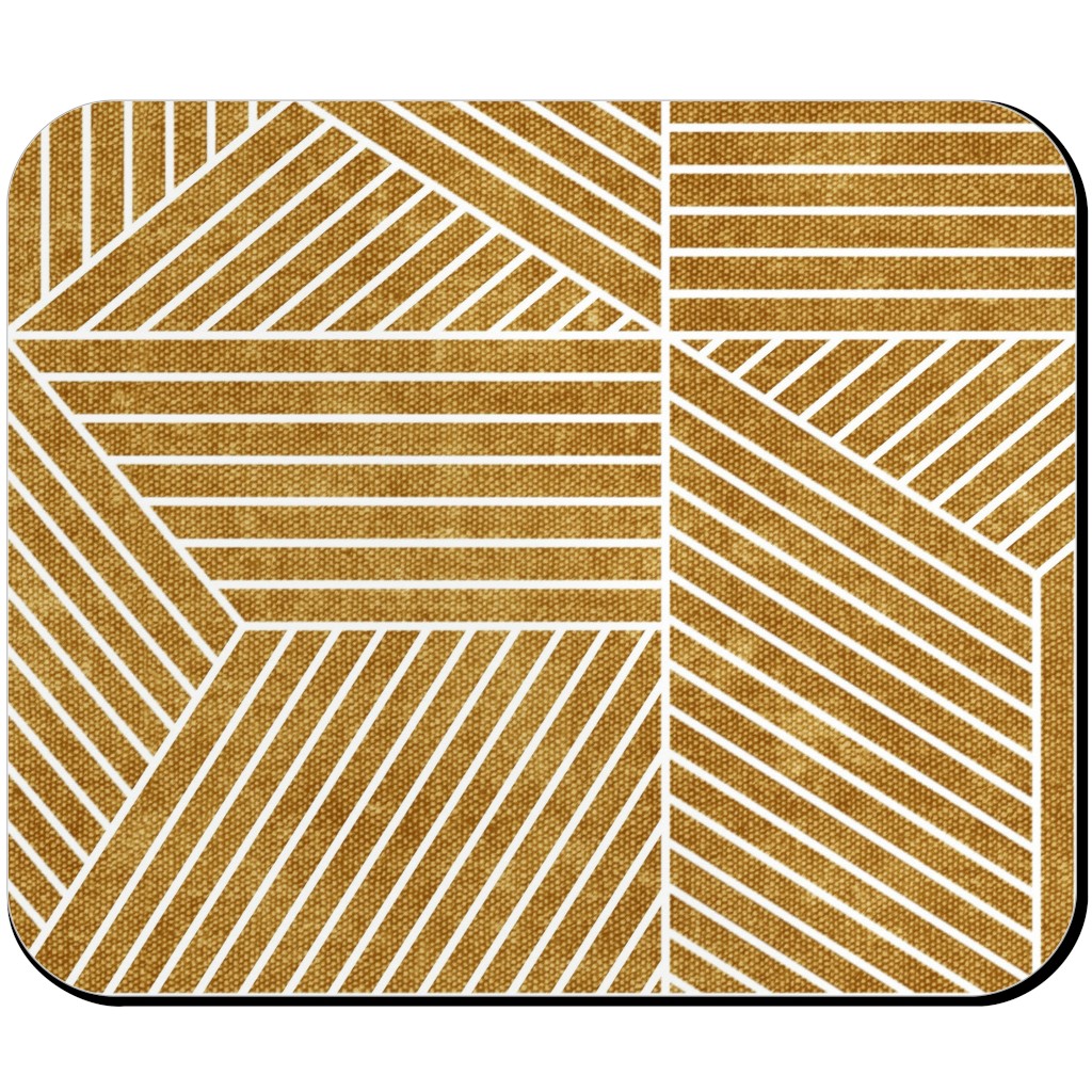Bohemian Geometric Tiles - Mustard Mouse Pad, Rectangle, Yellow