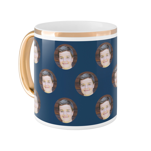 Custom Mugs With Blue And Gold Accents