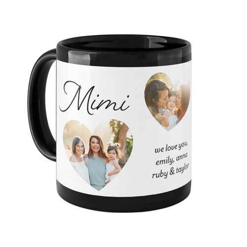 Heart Cutout Trio Mug, Black, , 11oz, White, white