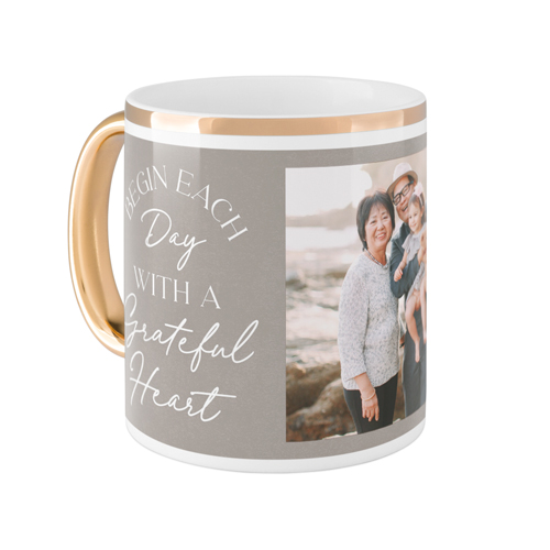 Begin Each Day Mug, Gold Handle,  , 11oz, Brown