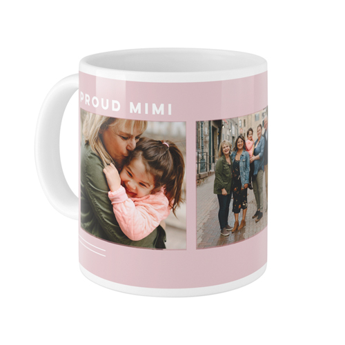 Corner Frame Simple Mug, White, , 11oz, Pink, faded rose