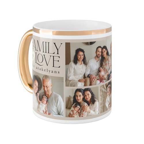 Family Is Love Mug, Gold Handle,  , 11oz, Brown
