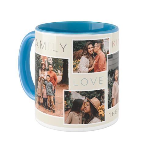 Family Love Kindness Frames Mug, Light Blue,  , 11oz, Beige