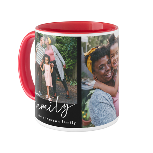 Family Tilt Script Mug, Red, , 11oz, Black, black