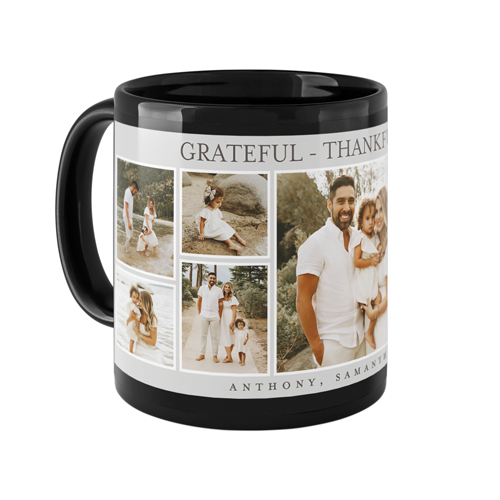 Grateful Thankful Blessed Frames Mug, Black, , 11oz, Gray, silver lining