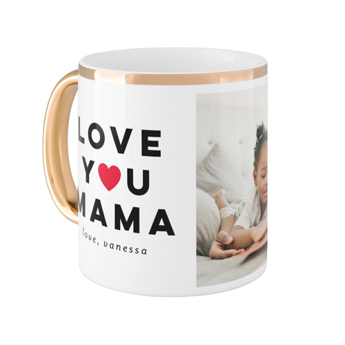 Modern Love You Mug, Gold Handle, , 11oz, Red, fire engine