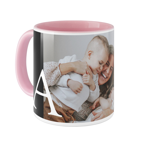 Monogram Overlay Mug, Pink, , 11oz, Black, black