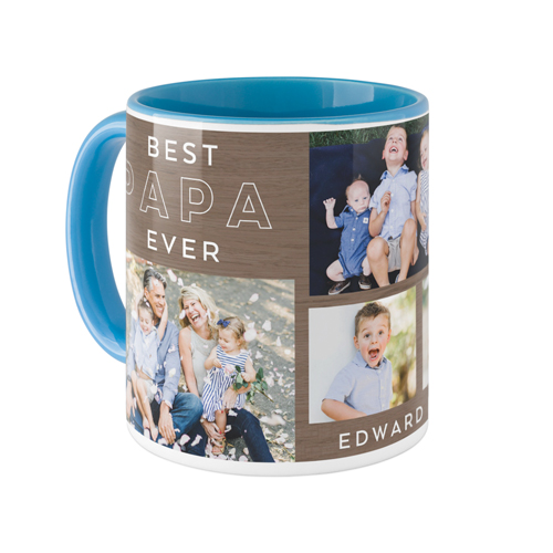 Wood Detail Best Ever Mug, Light Blue, , 11oz, Brown, cafe