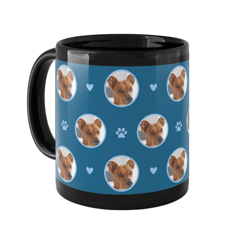 Floating Paws and Pets Mug, Black,  , 11oz, Blue