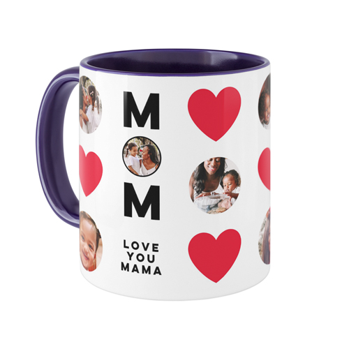 Heart Best Mom Ever Mug, Blue,  , 11oz, Red