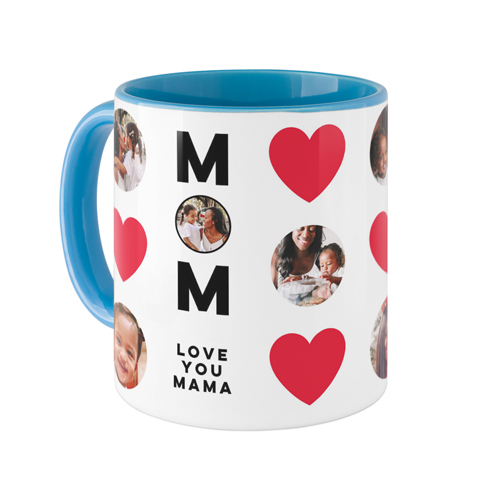 Heart Best Mom Ever Mug, Light Blue,  , 11oz, Red
