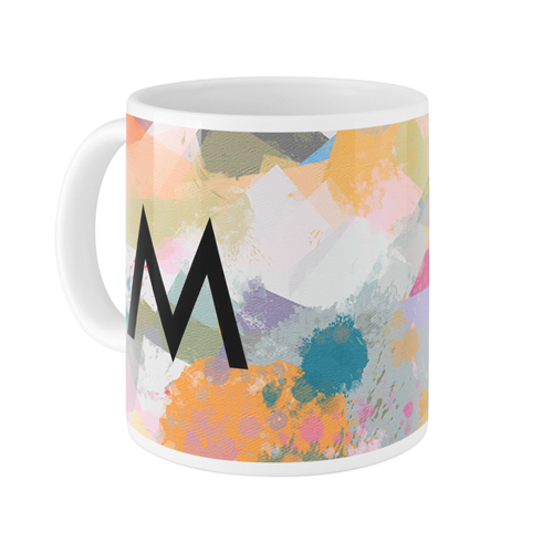 Abstract Colors Custom Text Mug, White,  , 11oz, Multicolor