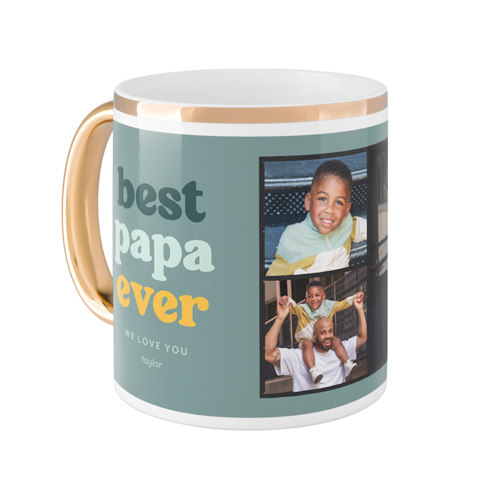 Best Papa Framework Mug, Gold Handle,  , 11oz, Blue
