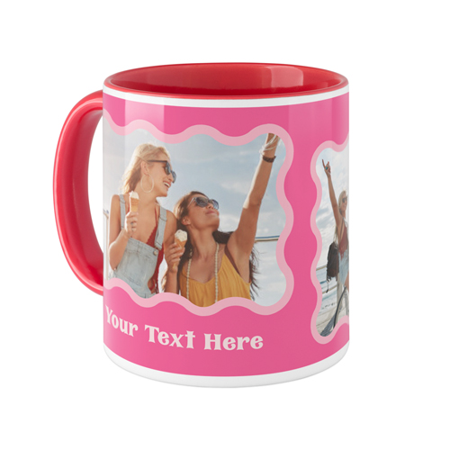 Bold Waves Mug, Red,  , 11oz, Pink