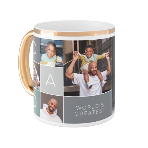 Dad Color Grid Mug, Gold Handle,  , 11oz, Gray