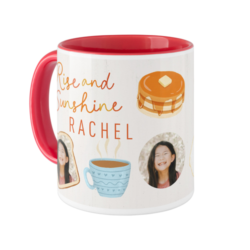 Floating Faces and Coffee Mug, Red, , 11oz, Beige, antique white