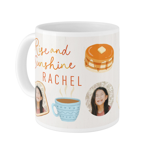 Floating Faces and Coffee Mug, White,  , 11oz, Beige