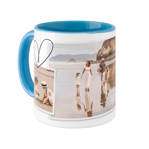 Minimalist Heart Film Mug, Light Blue, , 11oz, White, white