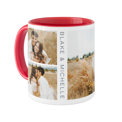 Modern Vertical Text Mug, Red, , 11oz, White, white