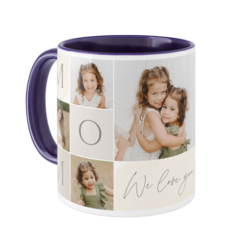 Mom Color Grid Mug, Blue, , 11oz, Beige, antique white