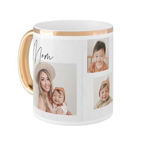 XOXO Mom Mug, Gold Handle,  , 11oz, White
