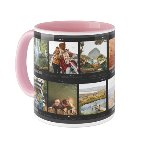 Travel Film Collage Mug, Pink, , 11oz, Gray, charcoal