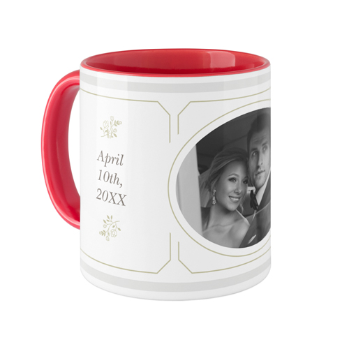 Vintage Stationery Frame Mug, Red, , 11oz, Gray, silver lining