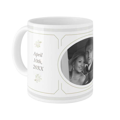 Vintage Stationery Frame Mug, White, , 11oz, Gray, silver lining