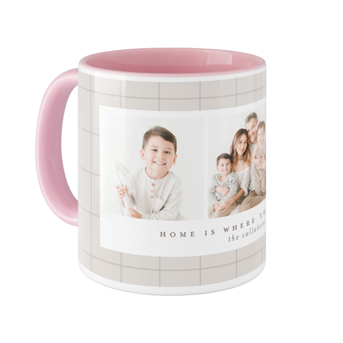 Rustic Plaid Mug, Pink, , 11oz, Beige, rye