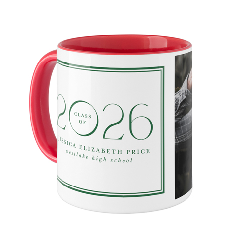 Grad Year Border Mug, Red, , 11oz, Green, forest