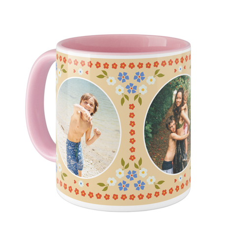 Wildflower Blooms Mug, Pink, , 11oz, Beige, champagne