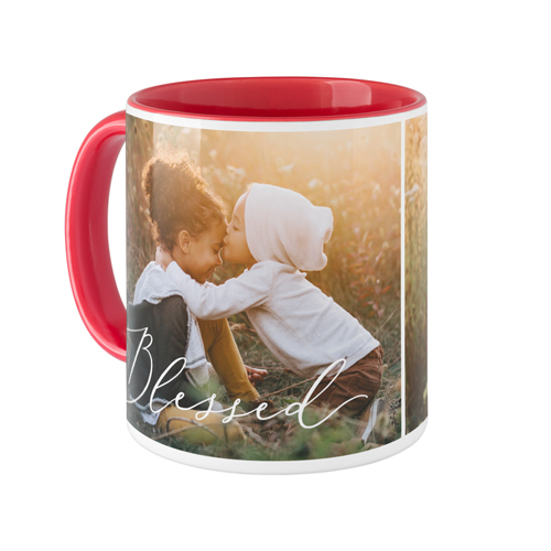 Blessed Script Mug, Red,  , 11oz, White